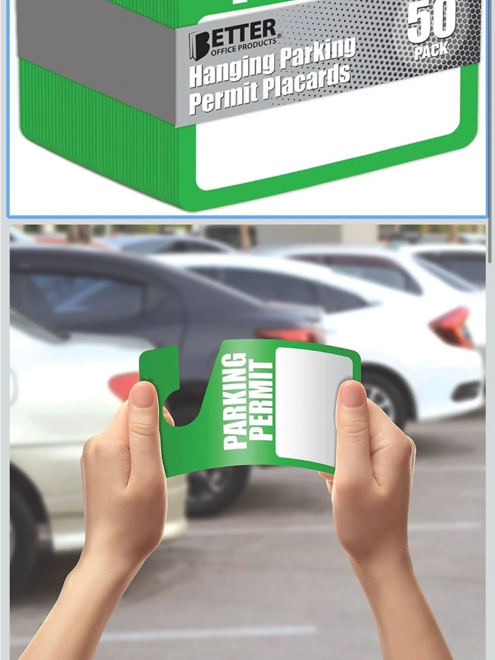 Green Hanging Parking Permit Tags - 50 Pack